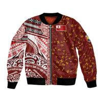 Tonga Language Week Bomber Jacket Ngatu Pattern and Tongan Alphabet LT03 Unisex Red - Polynesian Pride