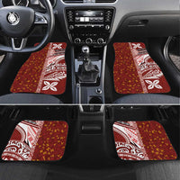 Tonga Language Week Car Mats Ngatu Pattern and Tongan Alphabet LT03 Set 4pcs Red - Polynesian Pride
