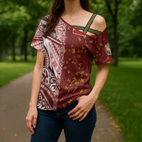 Tonga Language Week Cross Shoulder Shirt Ngatu Pattern and Tongan Alphabet LT03 - Polynesian Pride