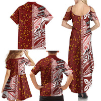 Tonga Language Week Family Matching Summer Maxi Dress and Hawaiian Shirt Ngatu Pattern and Tongan Alphabet LT03 - Polynesian Pride