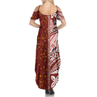 Tonga Language Week Family Matching Summer Maxi Dress and Hawaiian Shirt Ngatu Pattern and Tongan Alphabet LT03 - Polynesian Pride