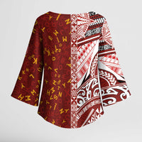 Tonga Language Week Kimono Sleeve Blouse Ngatu Pattern and Tongan Alphabet LT03 - Polynesian Pride