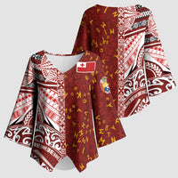 Tonga Language Week Kimono Sleeve Blouse Ngatu Pattern and Tongan Alphabet LT03 - Polynesian Pride