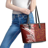 Tonga Language Week Leather Tote Bag Ngatu Pattern and Tongan Alphabet LT03 - Polynesian Pride