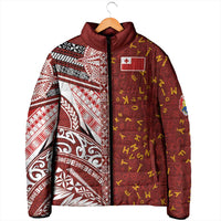 Tonga Language Week Padded Jacket Ngatu Pattern and Tongan Alphabet LT03 - Polynesian Pride