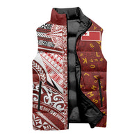 Tonga Language Week Sleeveless Puffer Jacket Ngatu Pattern and Tongan Alphabet LT03 - Polynesian Pride