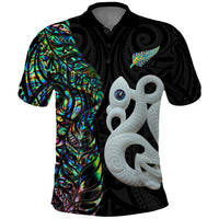 New Zealand Polo Shirt Silver Fern and Manaia with Papua Shell Maori Tribal LT03 White - Polynesian Pride