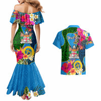 Personalised Malampa Fiji Day Couples Matching Mermaid Dress and Hawaiian Shirt Tropical Plants Mix Polynesian and Tapa Pattern LT03 - Polynesian Pride