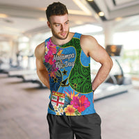 Personalised Malampa Fiji Day Men Tank Top Tropical Plants Mix Polynesian and Tapa Pattern LT03 - Polynesian Pride
