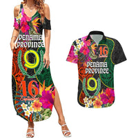 Personalised Penama Day Couples Matching Summer Maxi Dress and Hawaiian Shirt Proud To Be A Ni-Van Beauty Pacific Flower LT03 Black - Polynesian Pride