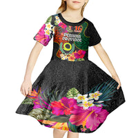 Personalised Penama Day Kid Short Sleeve Dress Proud To Be A Ni-Van Beauty Pacific Flower LT03 - Polynesian Pride