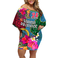 Sanma Day Family Matching Off Shoulder Short Dress and Hawaiian Shirt Proud To Be A Ni-Van Beauty Pacific Flower LT03 - Polynesian Pride