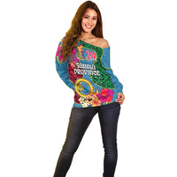 Personalised Sanma Day Off Shoulder Sweater Proud To Be A Ni-Van Beauty Pacific Flower LT03 - Polynesian Pride
