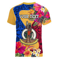 Personalised Torba Day Women V Neck T Shirt Proud To Be A Ni-Van Beauty Pacific Flower LT03 - Polynesian Pride