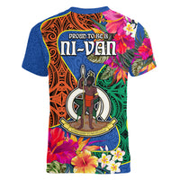 Tafea Day Women V Neck T Shirt Proud To Be A Ni-Van Beauty Pacific Flower LT03 - Polynesian Pride