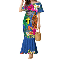 Personalised Tafea Day Mermaid Dress Proud To Be A Ni-Van Beauty Pacific Flower LT03 Women Blue - Polynesian Pride