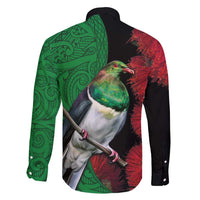 New Zealand Kereru And Pohutukawa Family Matching Short Sleeve Bodycon Dress and Hawaiian Shirt Maori Tribal Tattoo