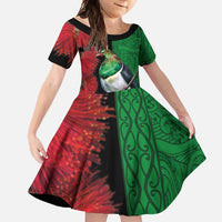 New Zealand Kereru And Pohutukawa Family Matching Tank Maxi Dress and Hawaiian Shirt Maori Tribal Tattoo