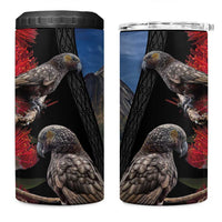 New Zealand Kea And Pohutukawa 4 in 1 Can Cooler Tumbler With The Mountain Landscape