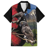 New Zealand Kea And Pohutukawa Family Matching Long Sleeve Bodycon Dress and Hawaiian Shirt With The Mountain Landscape