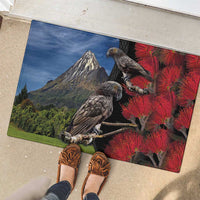 New Zealand Kea And Pohutukawa Rubber Doormat With The Mountain Landscape LT03 - Polynesian Pride