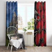 New Zealand Kea And Pohutukawa Window Curtain With The Mountain Landscape LT03 - Polynesian Pride