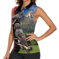 New Zealand Kea And Pohutukawa Women Sleeveless Polo Shirt With The Mountain Landscape