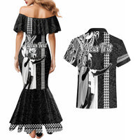 Custom Hawaii Lanai Island Couples Matching Mermaid Dress and Hawaiian Shirt Hawaiian King and Kakau Symbols Abstract Shoulder Tattoo LT03 - Polynesian Pride