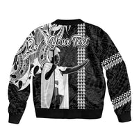 Custom Hawaii Lanai Island Sleeve Zip Bomber Jacket Hawaiian King and Kakau Symbols Abstract Shoulder Tattoo LT03 - Polynesian Pride