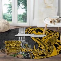 Hawaii Molokai Island Round Carpet Hawaiian Warrior and Kakau Symbols Abstract Tattoo LT03 - Polynesian Pride