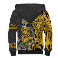 Hawaii Molokai Island Sherpa Hoodie Hawaiian Warrior and Kakau Symbols Abstract Tattoo LT03 - Polynesian Pride