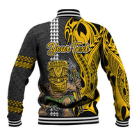 Custom Hawaii Molokai Island Baseball Jacket Hawaiian Warrior and Kakau Symbols Abstract Tattoo LT03 - Polynesian Pride