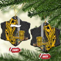 Custom Molokai Lanai Island Ceramic Ornament Hawaiian Warrior and Kakau Symbols Abstract Tattoo LT03 - Polynesian Pride