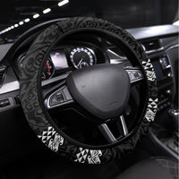 Hawaii Molokai Island Steering Wheel Cover Hawaiian King and Kakau Symbols Abstract Shoulder Tattoo