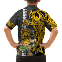 Hawaii Niihau Island Kid Hawaiian Shirt Hawaiian Warrior and Kakau Symbols Abstract Tattoo LT03 - Polynesian Pride