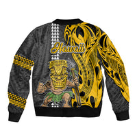 Hawaii Niihau Island Sleeve Zip Bomber Jacket Hawaiian Warrior and Kakau Symbols Abstract Tattoo LT03 - Polynesian Pride