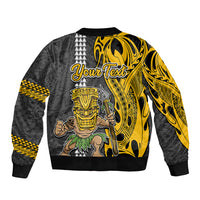 Custom Hawaii Niihau Island Sleeve Zip Bomber Jacket Hawaiian Warrior and Kakau Symbols Abstract Tattoo LT03 - Polynesian Pride