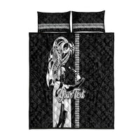 Custom Hawaii Niihau Island Quilt Bed Set Hawaiian King and Kakau Symbols Abstract Shoulder Tattoo LT03 Black - Polynesian Pride