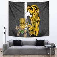 Hawaii Oahu Island Tapestry Hawaiian Warrior and Kakau Symbols Abstract Tattoo LT03 - Polynesian Pride