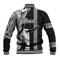 Hawaii Oahu Island Baseball Jacket Hawaiian King and Kakau Symbols Abstract Shoulder Tattoo LT03 - Polynesian Pride