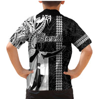 Hawaii Oahu Island Family Matching Mermaid Dress and Hawaiian Shirt Hawaiian King and Kakau Symbols Abstract Shoulder Tattoo LT03 - Polynesian Pride