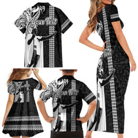 Custom Hawaii Oahu Island Family Matching Short Sleeve Bodycon Dress and Hawaiian Shirt Hawaiian King and Kakau Symbols Abstract Shoulder Tattoo LT03 - Polynesian Pride