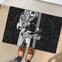 Custom Hawaii Oahu Island Rubber Doormat Hawaiian King and Kakau Symbols Abstract Shoulder Tattoo LT03 - Polynesian Pride