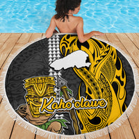 Hawaii Kahoolawe Island Beach Blanket Hawaiian Warrior and Kakau Symbols Abstract Tattoo LT03 - Wonder Print Shop