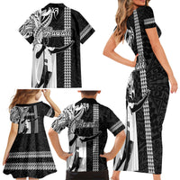 Hawaii Kahoolawe Island Family Matching Short Sleeve Bodycon Dress and Hawaiian Shirt Hawaiian King and Kakau Symbols Abstract Shoulder Tattoo LT03 - Polynesian Pride