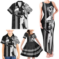 Hawaii Kahoolawe Island Family Matching Tank Maxi Dress and Hawaiian Shirt Hawaiian King and Kakau Symbols Abstract Shoulder Tattoo LT03 - Polynesian Pride