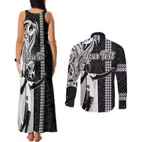 Custom Hawaii Kahoolawe Island Couples Matching Tank Maxi Dress and Long Sleeve Button Shirts Hawaiian King and Kakau Symbols Abstract Shoulder Tattoo LT03 - Polynesian Pride
