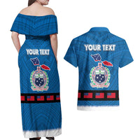 Samoa Merry Christmas Couples Matching Off Shoulder Maxi Dress and Hawaiian Shirt Santa Suit Style With Tatau Tattoo Pattern