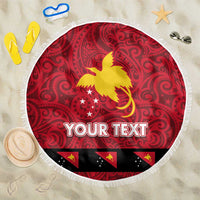 Papua New Guinea Merry Christmas Beach Blanket Santa Suit Style With Melanesian Pattern LT03 One Size 150cm Red - Polynesian Pride