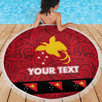 Papua New Guinea Merry Christmas Beach Blanket Santa Suit Style With Melanesian Pattern LT03 - Polynesian Pride